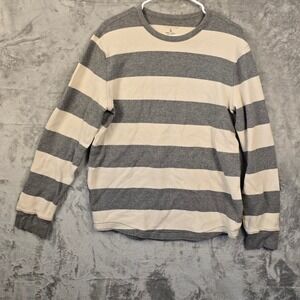 Sonoma Life Style Mens Large Striped Thermal Long Sleeve Shirt 100 Cotton